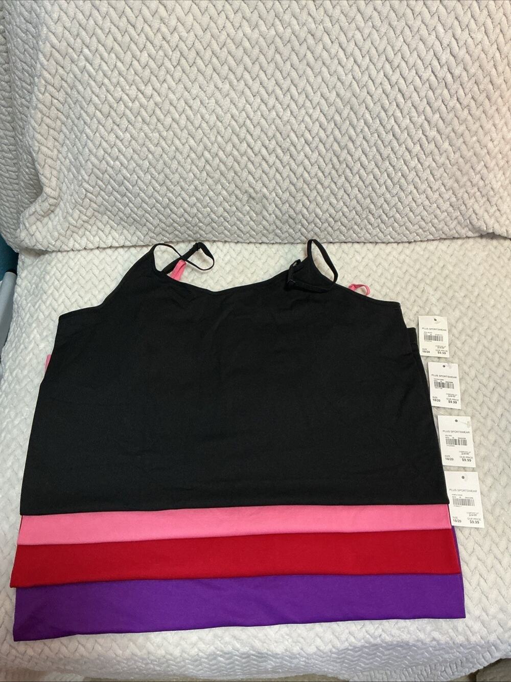 Women’s Plus Size Cami/ Tank Tops 4 Piece nylon And Spandex 18/20W NWT 3592